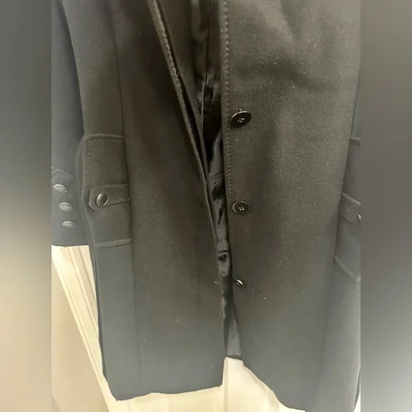 Kenneth Cole New York Black Trench Coat, Wool Coat, Winter Coat - Picture 7 of 12